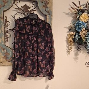 Jolt Black Floral Sheer Blouse. Excellent Condition  NWT Size Medium